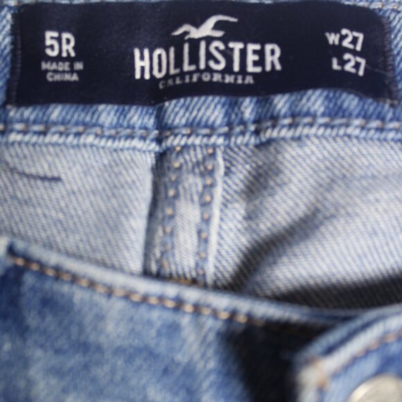 Hollister Womens High Rise Mom Jeans Size 5r 27x27 Blue Denim Distressed - Picture 5 of 8